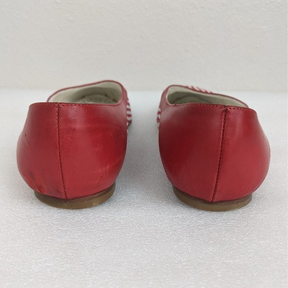 Brooks Brothers Red White Striped Leather Flats 8.5 Cute Date - Picture 8 of 10